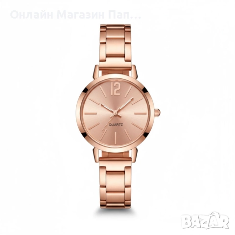 Елегантен дамски кварцов часовник – сребрист, златист или розово злато, снимка 3 - Дамски - 52348189
