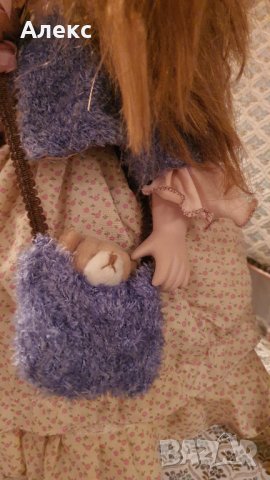 Колекционерска порцеланова кукла, 50см Разкошна Червенокоска-Отлична!, снимка 8 - Колекции - 31660242