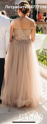 Елегантна официална рокля в цвят шампанско, снимка 2 - Рокли - 53976179