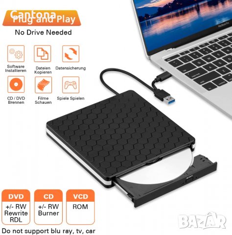 Външно CD/DVD +/-RW устройство, USB 3.0, USB и TYPE C, снимка 6 - Други - 39727036