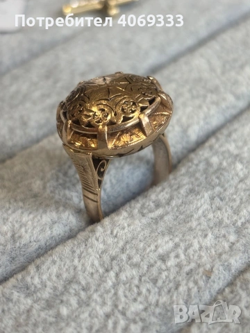 9.7гр 14к Винтидж изделие българска ръчна изработка , снимка 6 - Пръстени - 54175120