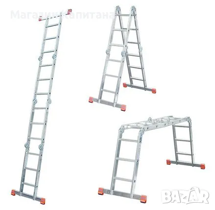 Сгъваема стълба + платформа + рафт  5,6м. раб. височина, снимка 4 - Други машини и части - 48235016