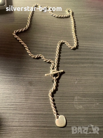 Сребърен синджир колие сърце