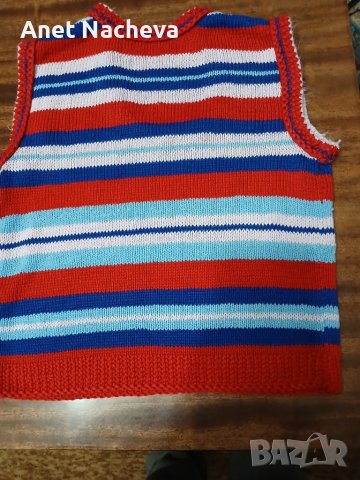 Пуловер  детски без ръкав, домашно плетен, снимка 2 - Детски комплекти - 48634872