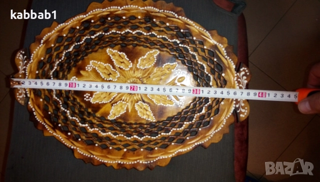 Декоративна дървена купа или чиния ръчно направена 38см / 27см, снимка 4 - Други - 52918725