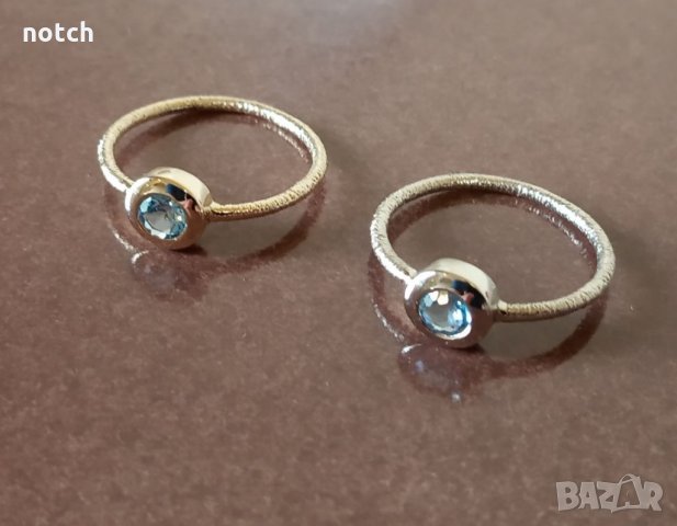 Златен пръстен с естествен топаз, снимка 3 - Пръстени - 34213463