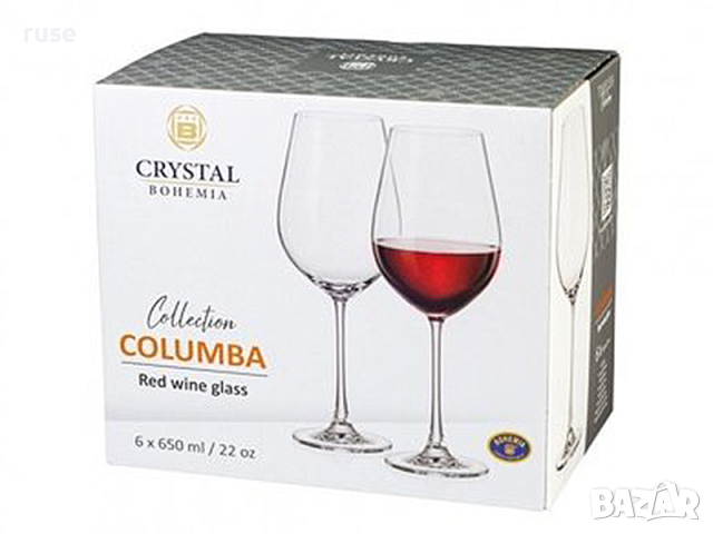 НОВИ! Чаши за червено вино 6 броя Bohemia Columba 650мл, снимка 10 - Сервизи - 44807463