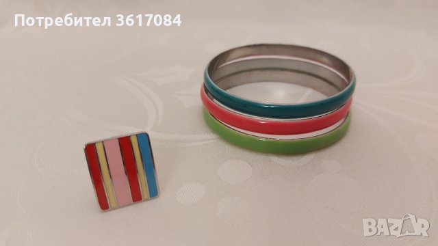 Комплект от три гривни и пръстен, снимка 3 - Пръстени - 39379343