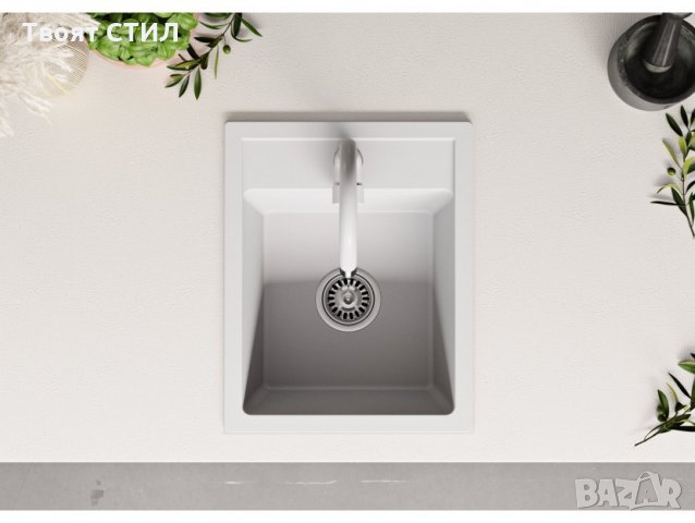 Гранитна Мивка за Кухня модел РИГА Антибактериална Бяла Кухненска Мивка, снимка 6 - Други - 30074630