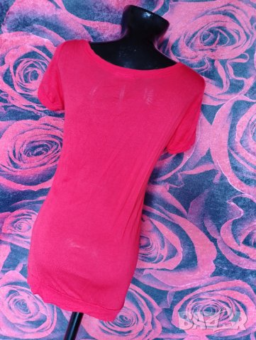 Червена тениска туника с китара М, снимка 2 - Туники - 37613612