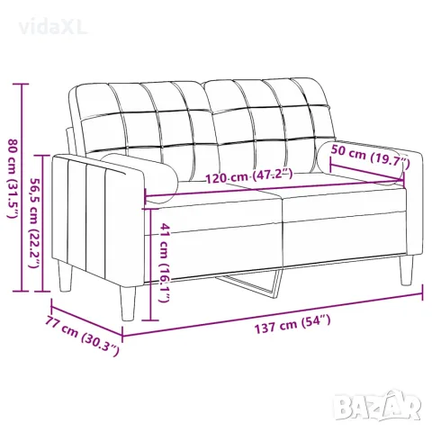 vidaXL 2-местен диван с възглавници тъмнозелен 120 см кадифе, снимка 7 - Дивани и мека мебел - 56146872
