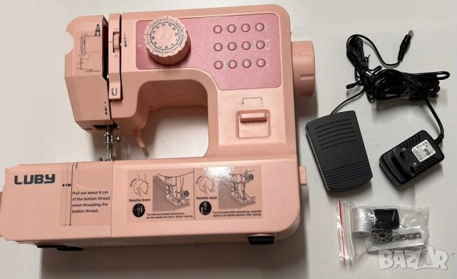 Преносима миди домакинска шевна машина Luby JG-1803 с 12 програми за бод и 2 скорости, снимка 2 - Шевни машини - 39966312