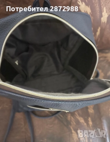 Тъмносиня раница КОЖА, снимка 4 - Раници - 51946786