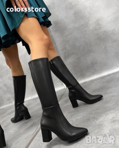 Ботуши на ток - черна кожа - BR40