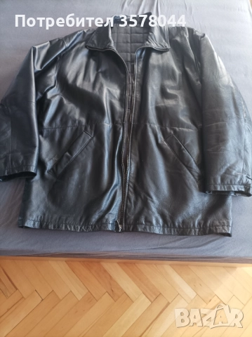 Мъжко черно кожено яке., снимка 6 - Якета - 52238386