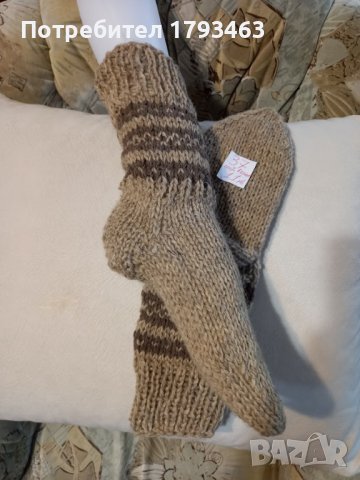 Ръчно плетени мъжки чорапи от вълна, размер 37, снимка 1 - Якета - 42265999
