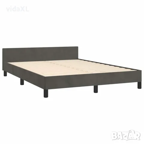 vidaXL Рамка за легло без матрак, тъмносива, 140x200 см, кадифе, снимка 4 - Спални и легла - 56147165