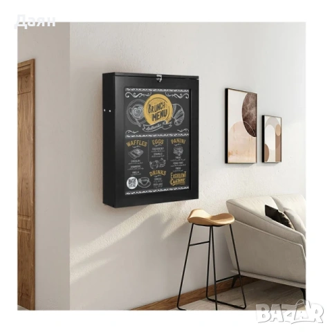 Сгъваемо бюро за стена с дъска COSTWAY, снимка 2 - Бюра - 53366997