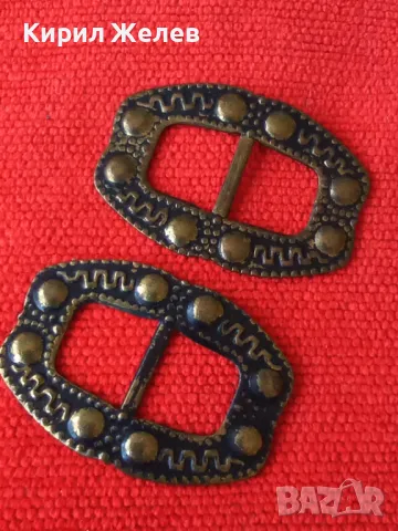 2 СТАРИ ОРНАМЕНТИРА КОВАНИ БРОНЗ ТОКИ ПАФТИ ЧАПРАЗИ 56111, снимка 6 - Други ценни предмети - 30544192