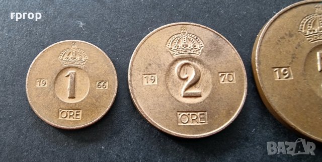  Монети. Швеция. 1 ,2 ,5 оре. Стара емисия. , снимка 2 - Нумизматика и бонистика - 37665718