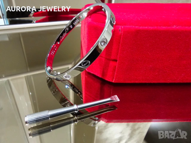 CARTIER Love White Gold 4 Diamonds Гривна с Отверка