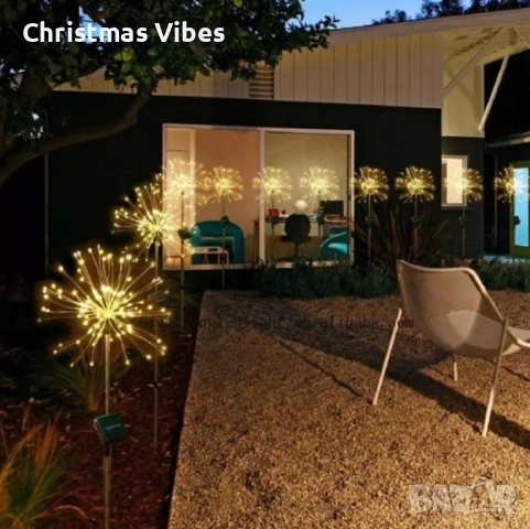 Соларно глухарче (коледна украса) - жълто, шарено - 2бр в опаковка, снимка 4 - Соларни лампи - 52095358