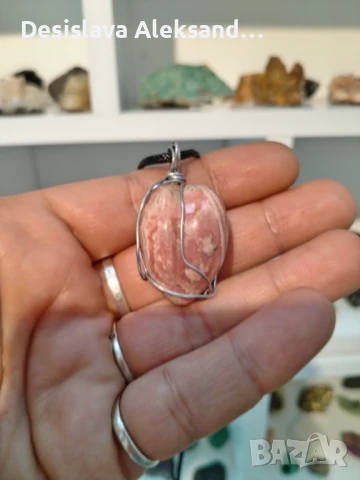 Висулка с родохрозит, моя изработка, много изгодно , снимка 2 - Колиета, медальони, синджири - 50862201