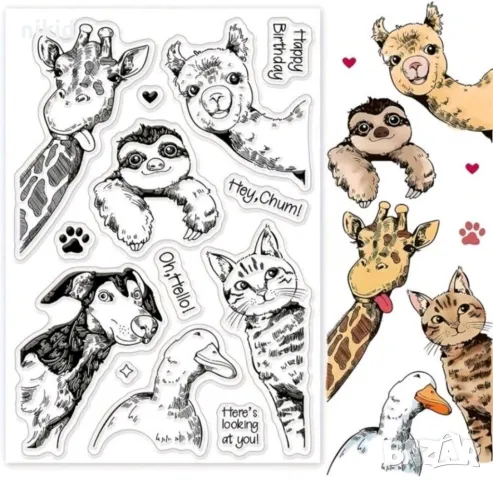 Животни подаващи глава куче коте жираф силиконов гумен печат декор бисквитки фондан Scrapbooking