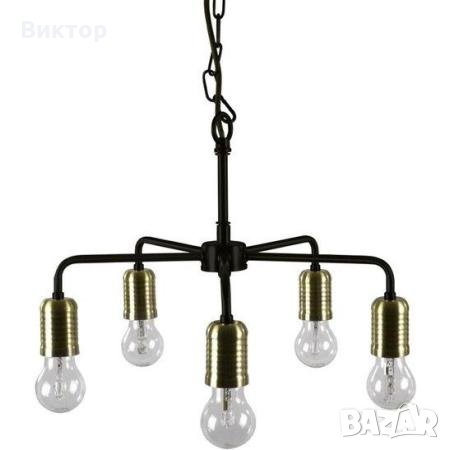 Стилна метална лампа с  пет глави от GG, снимка 1 - Лампи за таван - 32069991