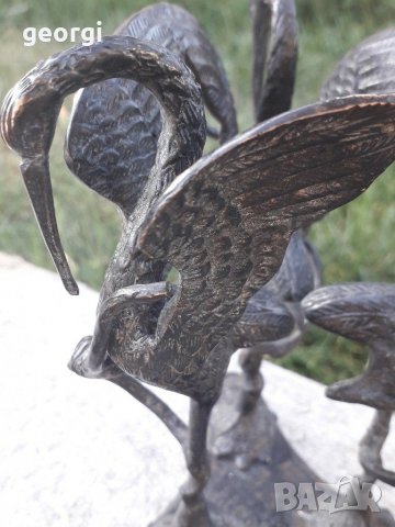 Бронзова статуетка на птици жерави, снимка 5 - Декорация за дома - 30147047