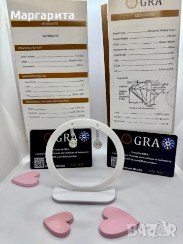 Сребърни обеци с мойсанит (Диамант) 0.5 карата, снимка 2 - Обеци - 52266573