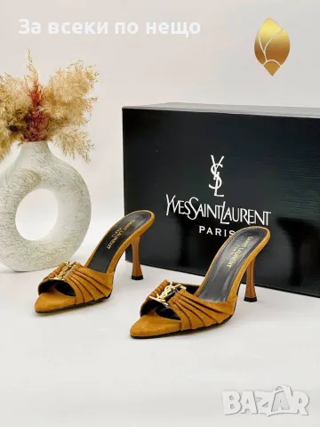 Yves Saint Laurent Дамски Велурени Чехли На Ток - Различни Цветове Код SEM-618, снимка 4 - Чехли - 55894632