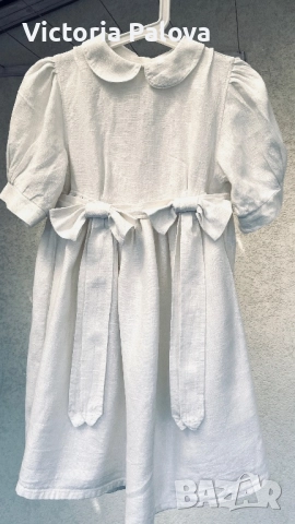 Уникална бутикова  детска рокля груб лен Германия