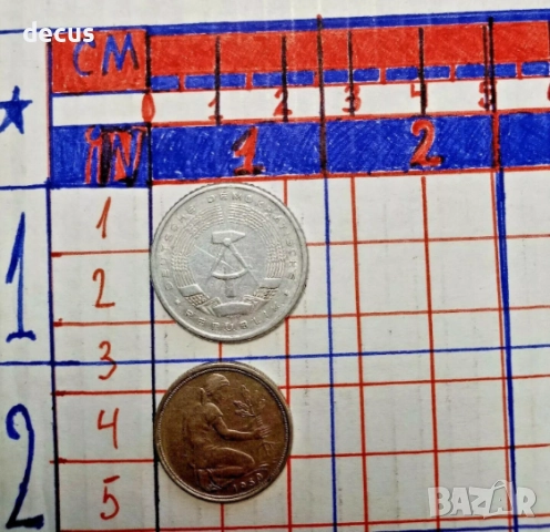 Лот от две монети немски пфениг - от 1950 и 1958г, снимка 2 - Нумизматика и бонистика - 51463872