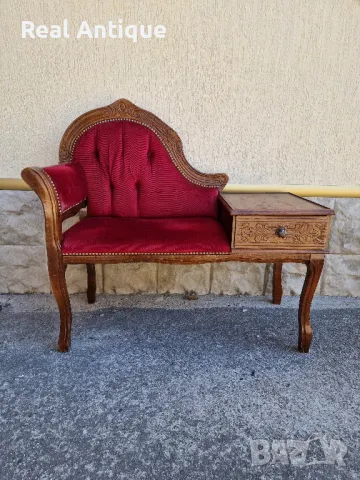 Уникална антикварна английска салонна пейка , снимка 2 - Антикварни и старинни предмети - 47876996