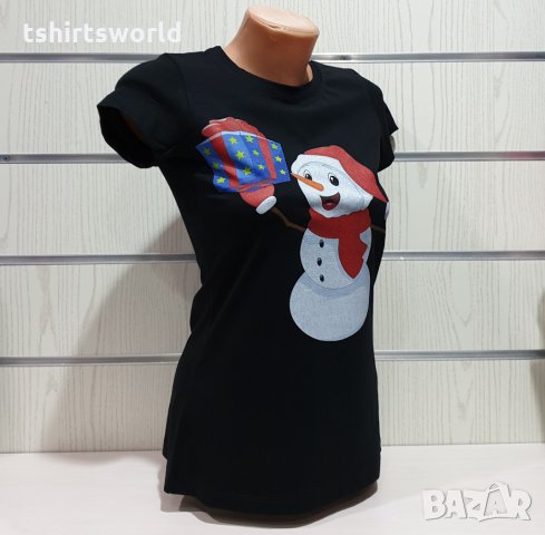 Нова дамска коледна тениска с дигитален печат Снежко, Снежен човек, снимка 7 - Тениски - 31116106