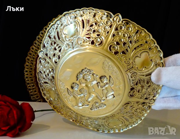 Посребрена фруктиера Ангели,барок. , снимка 5 - Антикварни и старинни предмети - 34562786