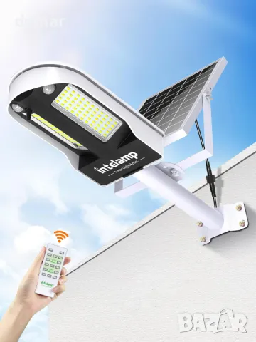 intelamp соларна улична LED лампа, 3000 лумена, 6500К, с 2 сензора за движение, дистанционно