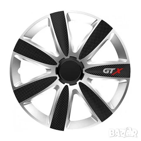 Тасове Versaco Carbon GTX черни и сребристи за 16'' джанти, комплект от 4 броя