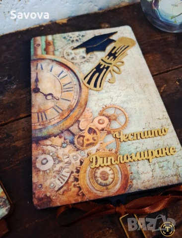 Дървена картичка за пари Честито дипломиране II