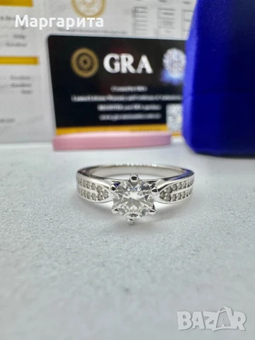 Сребърна пръстен с мойсанит 0.5 карата, снимка 8 - Пръстени - 51272705