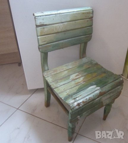 Старо детско дървено столче, стол за дете - стар, снимка 3 - Други - 31236565