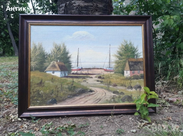 Красива Стара Картина Живопис Маслени Бои на Платно, снимка 4 - Антикварни и старинни предмети - 52630680