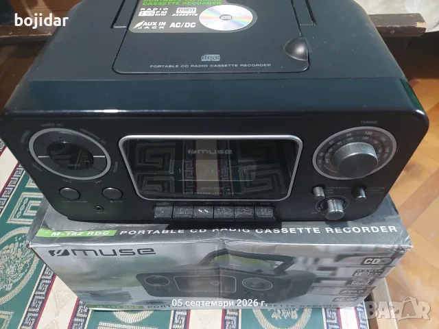 Това е Muse M-182 RDC – радио с CD и касетофон, с функция за запис. AUX вход: 3,5 мм – за телефон., снимка 3 - Радиокасетофони, транзистори - 55961315