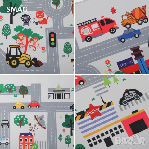 Декоративен правоъгълен килим сив с път 150x100см S_1227408, снимка 2 - Килими - 47761036