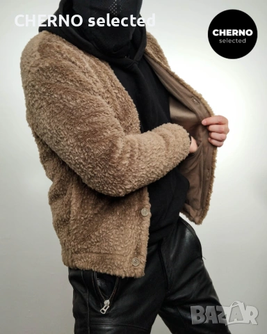  Мъжко кафяво поларено • шерпа флийс яке WEEKDAY Cody pile fleece cardigan – размер M•L, снимка 4 - Якета - 53905184