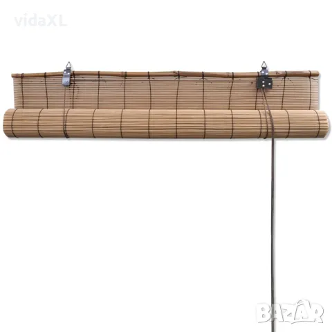 vidaXL Бамбукова ролетна щора, 100x220 см, кафява, снимка 4 - Щори - 56146462