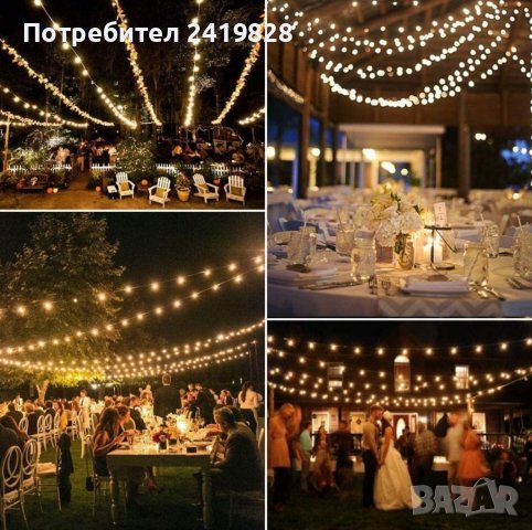 Външни верижни лампи със соларно захранване 8 м 60 Светлини със слънчева енергия IP65 Водоустойчива, снимка 3 - Соларни лампи - 38636431