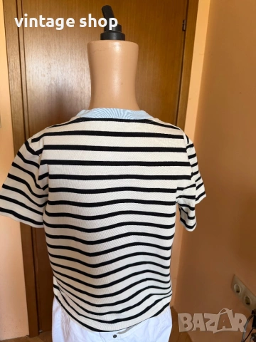 Тениска тип crop top Cos райе, снимка 4 - Тениски - 54244448