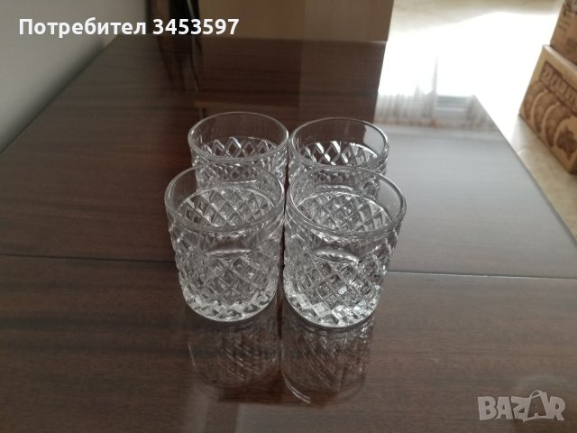 Чаши стъклени кристал за уиски 4 броя, снимка 3 - Чаши - 44156331